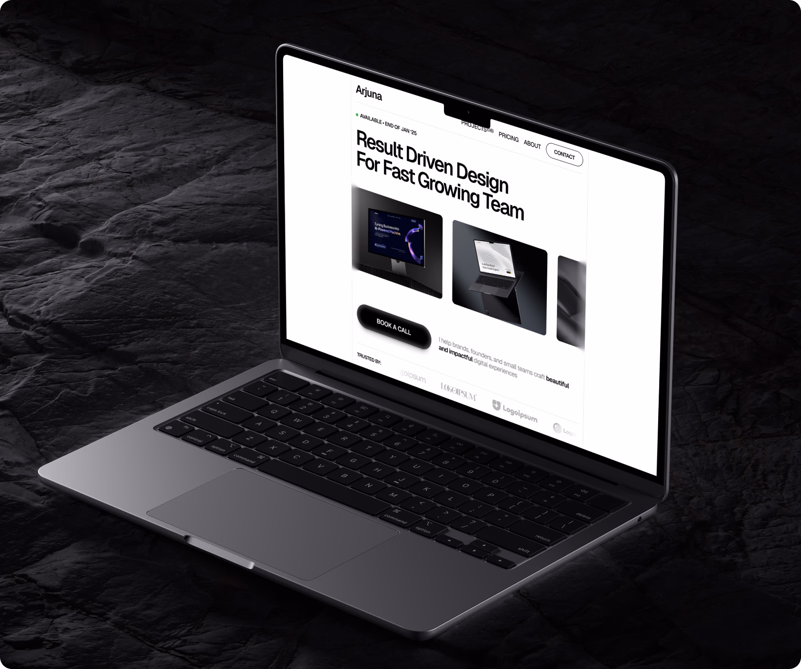 Website design mockup for a modern digital product